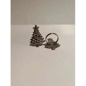 Christmas Tree Napkin Ring Silver - Set of 6